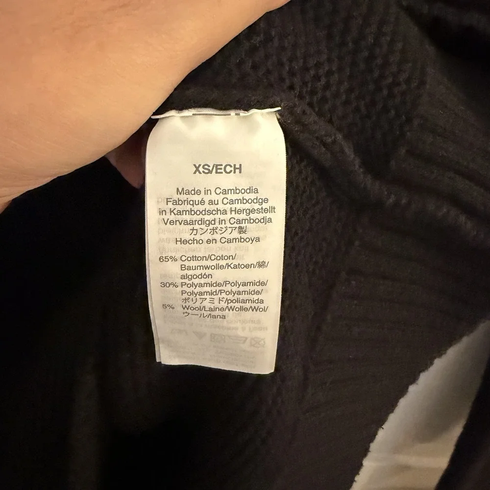 J. Crew Women Sweater XS Classic Crewneck Sweater Black‎ Cotton Wool Long Sleeve